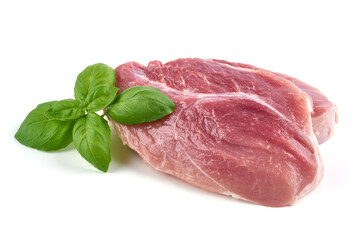 Pork ham steak, isolated on white background.