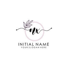 NX Luxury initial handwriting logo with flower template, logo for beauty, fashion, wedding, photography