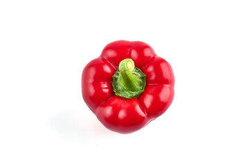 Red ripe bell peppers, isolated on white background.