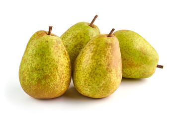 Juicy fresh ripe Comice pears, isolated on white background.