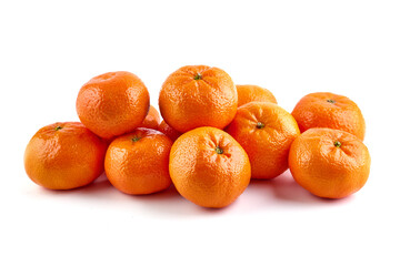 Tangerine or clementine, close-up, isolated on a white background.
