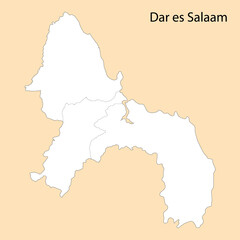 High Quality map of Dar es Salaam is a region of Tanzania