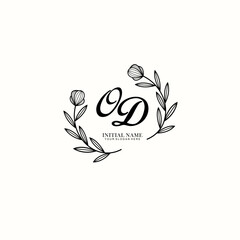 OD Initial letter handwriting and signature logo. Beauty vector initial logo .Fashion  boutique  floral and botanical