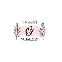 OF Initial letter handwriting and signature logo. Beauty vector initial logo .Fashion  boutique  floral and botanical