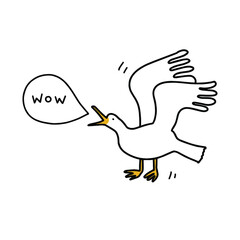 Vector Drawing Bird Seagull Doodle - 497233368