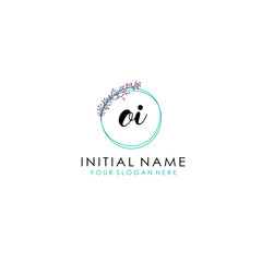 OI Initial letter handwriting and signature logo. Beauty vector initial logo .Fashion  boutique  floral and botanical