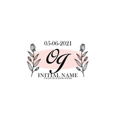 OJ Initial letter handwriting and signature logo. Beauty vector initial logo .Fashion  boutique  floral and botanical