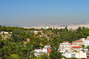 Obraz premium View from the Acropolis area to the city of Athens, Greece. no people