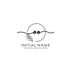 OO Luxury initial handwriting logo with flower template, logo for beauty, fashion, wedding, photography