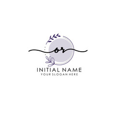 OR Luxury initial handwriting logo with flower template, logo for beauty, fashion, wedding, photography