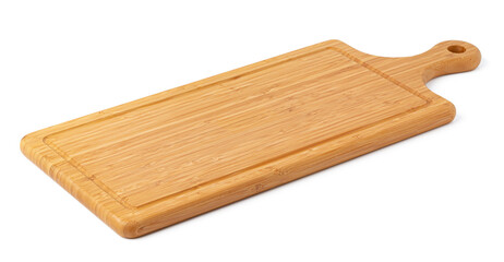 Wooden board isolated on white background, close up