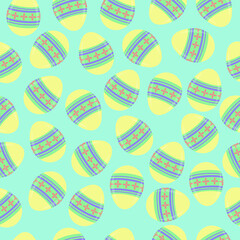 Seamless easter pattern with multicolored, Vector illustration of nature in doodle style.seamless pattern of cute eggs.
