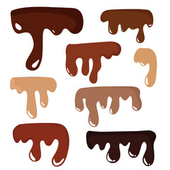 Set of dripping graphic elements isolated on white background. Flat design element.  black outline hand drawn