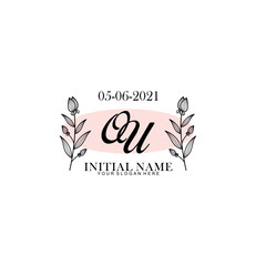 OU Initial letter handwriting and signature logo. Beauty vector initial logo .Fashion  boutique  floral and botanical