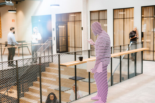 Business people in office lobby