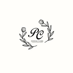 PC Initial letter handwriting and signature logo. Beauty vector initial logo .Fashion  boutique  floral and botanical
