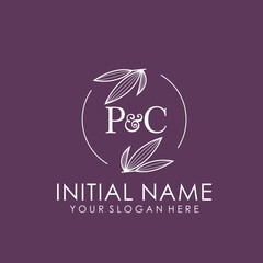 PC Beauty vector initial logo art  handwriting logo of initial signature, wedding, fashion, jewelry, boutique, floral