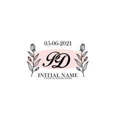 PD Initial letter handwriting and signature logo. Beauty vector initial logo .Fashion  boutique  floral and botanical