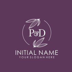 PD Beauty vector initial logo art  handwriting logo of initial signature, wedding, fashion, jewelry, boutique, floral