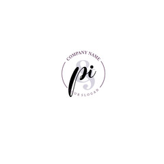 PI Initial letter handwriting and signature logo. Beauty vector initial logo .Fashion  boutique  floral and botanical