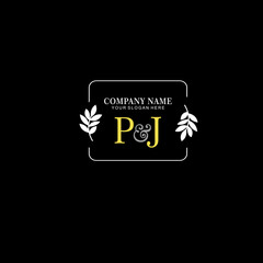 Obraz premium PJ Beauty vector initial logo art handwriting logo of initial signature, wedding, fashion, jewelry, boutique, floral