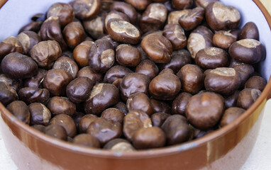 Fresh chestnuts in winter