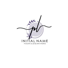 PL Luxury initial handwriting logo with flower template, logo for beauty, fashion, wedding, photography