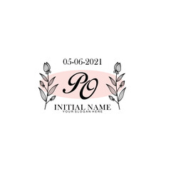PO Initial letter handwriting and signature logo. Beauty vector initial logo .Fashion  boutique  floral and botanical