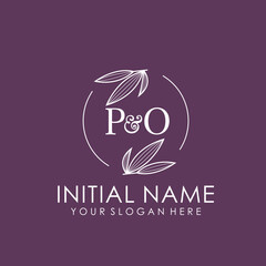 PO Beauty vector initial logo art  handwriting logo of initial signature, wedding, fashion, jewelry, boutique, floral