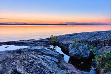 Stunning twilight over lake Näsijärvi in Tampere