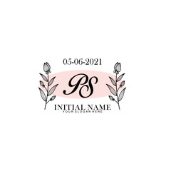 PS Initial letter handwriting and signature logo. Beauty vector initial logo .Fashion  boutique  floral and botanical