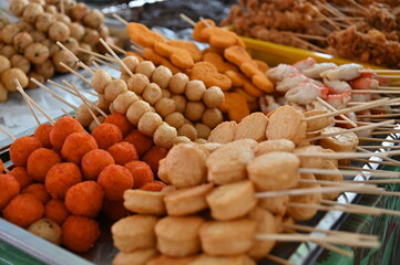 Kuching, Sarawak Malaysia - April 5th 2022:The Malay Ramadan Bazaar (Pasar Ramadan) in Malaysia, with lots of delicacies, under New Norm