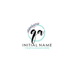 QA Initial letter handwriting and signature logo. Beauty vector initial logo .Fashion  boutique  floral and botanical