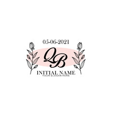 QB Initial letter handwriting and signature logo. Beauty vector initial logo .Fashion  boutique  floral and botanical