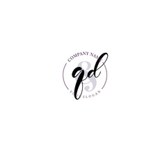 QD Initial letter handwriting and signature logo. Beauty vector initial logo .Fashion  boutique  floral and botanical