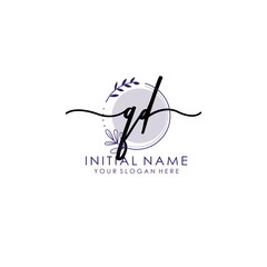 QD Luxury initial handwriting logo with flower template, logo for beauty, fashion, wedding, photography