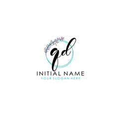 QD Initial letter handwriting and signature logo. Beauty vector initial logo .Fashion  boutique  floral and botanical