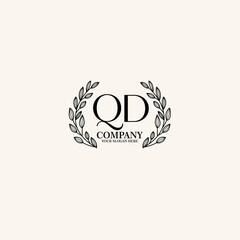 QD Beauty vector initial logo art  handwriting logo of initial signature, wedding, fashion, jewelry, boutique, floral