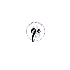 QE Initial letter handwriting and signature logo. Beauty vector initial logo .Fashion  boutique  floral and botanical