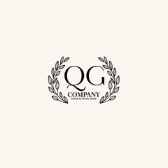 Obraz premium QG Beauty vector initial logo art handwriting logo of initial signature, wedding, fashion, jewelry, boutique, floral