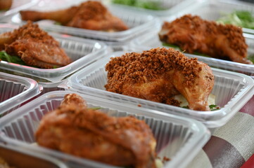 Kuching, Sarawak Malaysia - April 5th 2022:The Malay Ramadan Bazaar (Pasar Ramadan) in Malaysia, with lots of delicacies, under New Norm