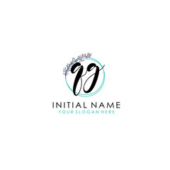 Fototapeta premium QG Initial letter handwriting and signature logo. Beauty vector initial logo .Fashion boutique floral and botanical