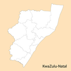 High Quality map of KwaZulu-Natal is a region of South Africa
