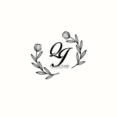 QJ Initial letter handwriting and signature logo. Beauty vector initial logo .Fashion  boutique  floral and botanical