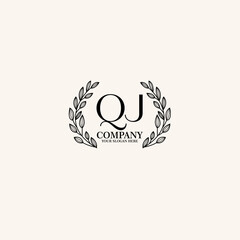 QJ Beauty vector initial logo art  handwriting logo of initial signature, wedding, fashion, jewelry, boutique, floral