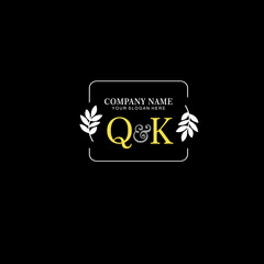 QK Beauty vector initial logo art  handwriting logo of initial signature, wedding, fashion, jewelry, boutique, floral