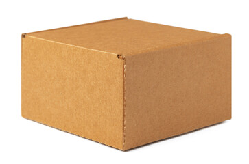 Brown cardboard box isolated on white background