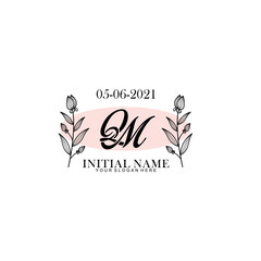 QM Initial letter handwriting and signature logo. Beauty vector initial logo .Fashion  boutique  floral and botanical