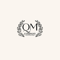QM Beauty vector initial logo art  handwriting logo of initial signature, wedding, fashion, jewelry, boutique, floral