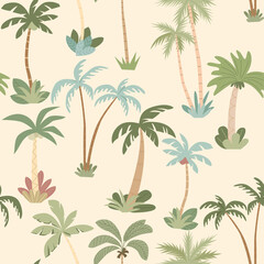 Seamless pattern with abstract palm trees